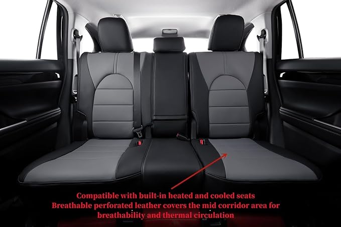coverdream Custom Fit Camry Car Seat Covers for 2025 Toyota Camry XLE,XSE,Full Coverage Waterproof Leather Seat Protector(Full Set,Black/Gray)