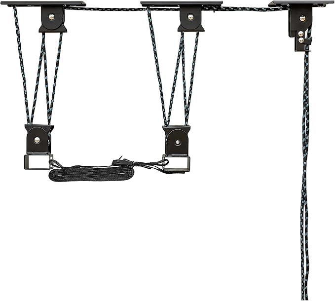 Teal Triangle Heavy Duty Elite Kayak Hoist, Easy-Lift Garage Pulley System, Holds 150 lbs, Fits 12-Foot+ Ceilings, Patented No-Slip Strap, No Setup Required