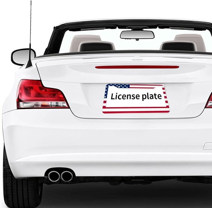 American Flag License Plate Frame,Patriotic License Plate Frame,Flag License Plate Frame US Car Tag Frames Holders Covers Stainless Aluminum 2 Pack 2 Holes Car Accessories