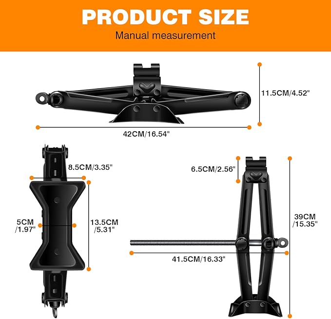 Scissor Jack Car Jack Car Scissor Jack with Hand Crank Portable Repair Tool- 2 Ton/ 4.2-15 Inch(2 Pack)