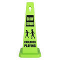 Imperial Standard Children Playing Cone - Children at Play Sign - Four-Sided Slow Down Kids Cones - Child at Play Signs - Drive Slow/Kid Alert Sign (4 Pack - Green)