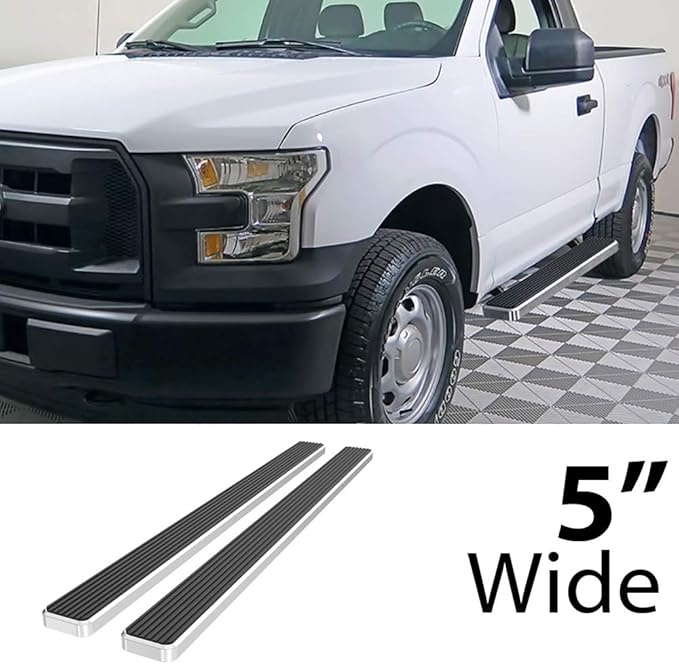 APS Running Boards 5 inches Compatible with Ford F150 2015-2025 Regular Cab & F-250 F-350 Super Duty 2017-2025 304 Stainless Steel (Nerf Bars Side Steps Side Bars)