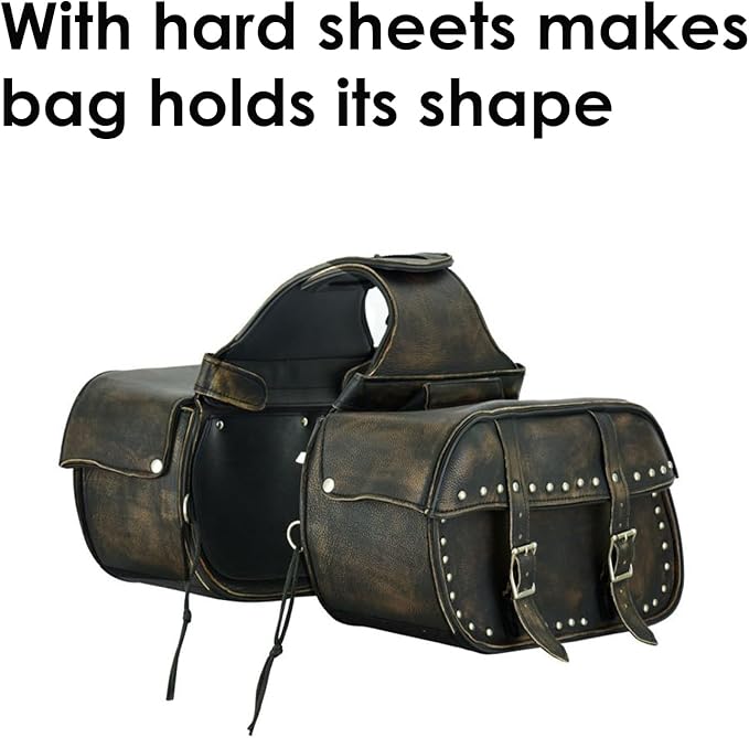 GARGOYLE BELLS Motorcycle Saddle Bags Leather Motorcycle Luggage Bag with Gun Holsters For Softails Sportsters and Choppers Waterproof Luggage Bags For Motorcycle