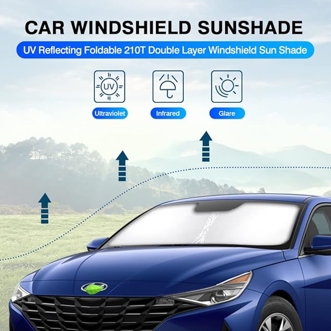 KUST Windshield Sun Shade for 2021-2024 2025 2026 Hyundai Elantra Accessories Sunshade Window Sun Visor Protector Foldable Blocks UV Rays Keep Your Car Cooler