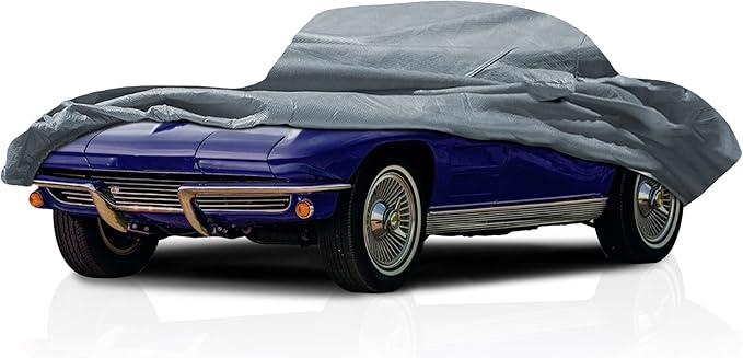 5 Layer Full Car Cover - Semi Custom Fit for 1963-1967 Chevrolet Corvette C2 | All-Weather Protection: Waterproof, Dustproof, Windproof, UV-Resistant | Includes Accessories