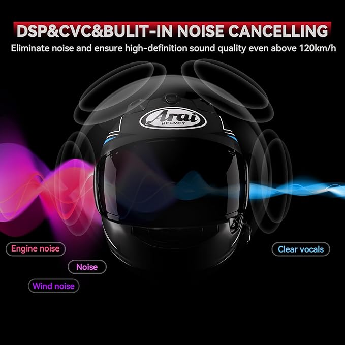 X10 10 Riders Group Mesh Motorcycle Intercom, 3000m Motorcycle Bluetooth Headset V5.3 with Audio Multitasking/Music Sharing, Helmet Communication Systems for ATV/Snowmobile/Ski, 2 Pack