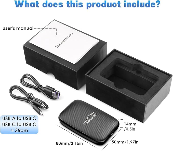 2025 Upgraded Wireless Carplay and Android Auto Dongle Support Netflix/YouTube,Car Play Ai Box with USBA-C and USBC-C Cable for iPhone Android,Convert Wired to Wireless CarPlay Stream to Your Car