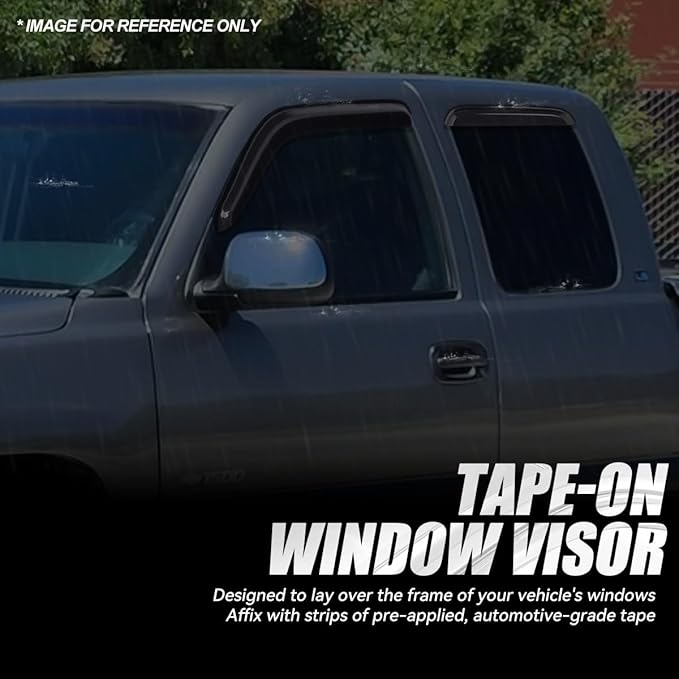Auto Dynasty Set of 4 Carbon Fiber Pattern Window Visors Compatible with 1988-2000 Chevy GMC C1500 C2500 C3500 K1500 K2500 K3500, Tape-On Rain Guards Shield Vent Shade Deflector Glossy Black