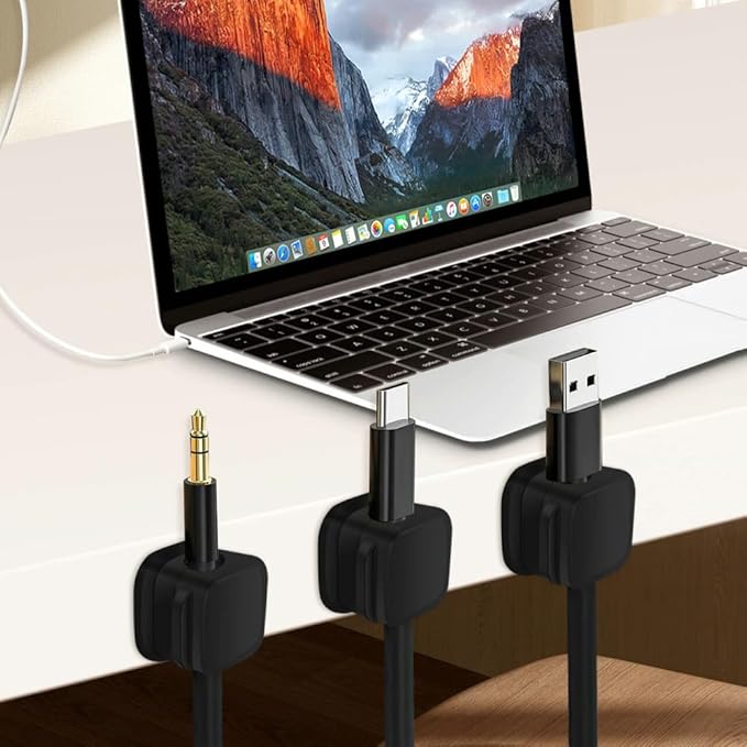 18 Pack Cord Organizer Holder,Magnetic Cable Clips Management,Easy Strong Adhesive Phone USB Charger Cord,Hide Or Organize Desk Cable for Kitchen,Office,Car,Nightstand（White and Black）