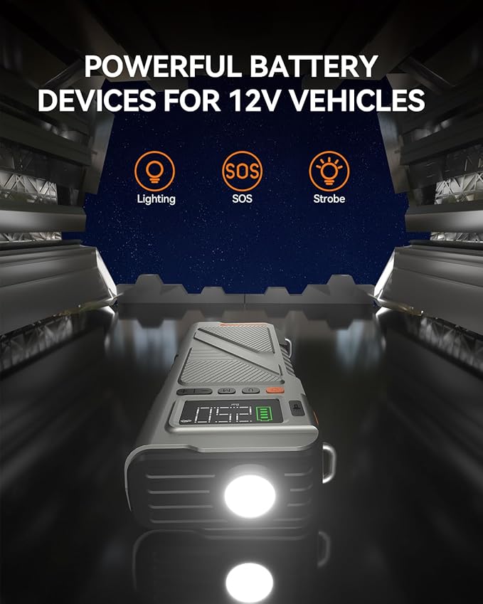 2025 Car Jump Starter with Air Compressor, Portable 6000A 150PSI Car Battery Jump Pack with Digital Tire Inflator for 10L Gas/9L Diesel,12V Power Jump Box