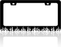 Black and White Flame License Plate Frame Fire License Plate Holder for Front or Rear Car Tags Stainless Steel Funny Car Decoration with Screws 6.3 X 12.2 in