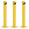 Safety Bollard Post, 36 Inch Height Steel Bollards, 4.5 Inch Diameter Parking Bollard, Yellow Powder Coated Safety Parking Barrier Post, for Traffic Sensitive Areas,3P