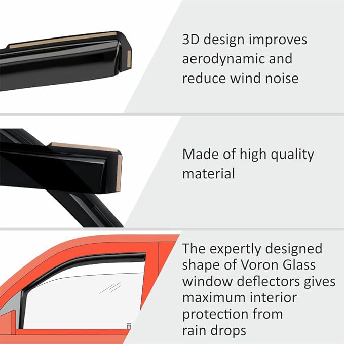 Voron Glass in-Channel Extra Durable Rain Guards for Lexus RX 350, 450H 2016-2022, Window Deflectors, Vent Window Visors, 4 Pieces - 200563