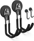 3-H Heavy Duty Magnet Garage Hooks 2 Pack, J Shape Strong Magnetic Hooks for Hanging Cordless Power Drill, Utility Magnetic Tool Holder for Metal Cabinet, Steel Pegboard, Toolbox, Garage(Black)
