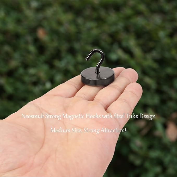 Neosmuk Magnetic Hooks, Cruise Ship Essentials, 100lb+ Heavy Duty Magnetic Hooks for Cruise Cabins, Refrigerator, Grill, Hanging, and Travel | Extra Strong Must-Haves Magnet Hook,Gunmetal Color.