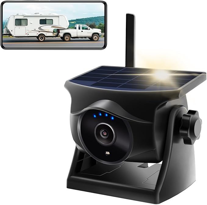 1080P Solar Wireless Backup Camera, Magnetic WiFi Hitching Camera, Night Vision,365 Days Standby, Rechargeable Battery, Rear/Front View for Horse Trailer Pickup RV Car for Phone Pad Android