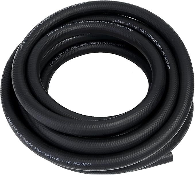 LokoCar Rubber Fuel Hose Line Push Lock 1/4" ID SAE 30R7 NBR 25ft 300PSI Black