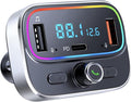 Bluetooth FM Transmitter for Car Wireless Radio Adapter Kit, Hands-Free Calling Dual Microphone, Fast Charging 18W & PD 20W for All Smartphones Audio Players, Supports TF/SD Card and USB Disk