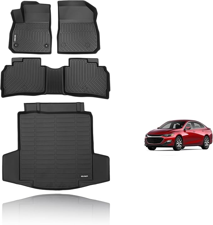KELCSEECS® Floor Mats & Cargo Liner Custom for Chevy Malibu 2016-2025,All Weather Protection Anti-Slip TPE Floor Liners Full Set Chevy Malibu Accessories Black