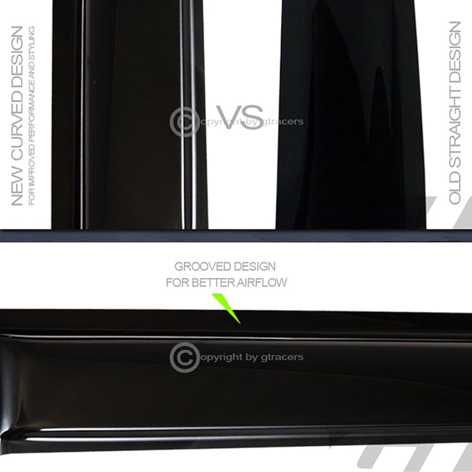 4pcs Front Rear Window Deflector Sun/Rain/Wind Guards Smoke Window Visors 07-13 Compatible with Chevy Silverado/GMC Sierra 1500/2500 HD/3500 HD Extended Cab