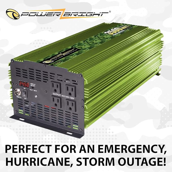 3500 Watt Power Inverter, Easy to Install DC 24V to 120V AC Car Inverter w/Four AC Outlets, LCD Digital Display & Wireless Remote Control - CE Approved