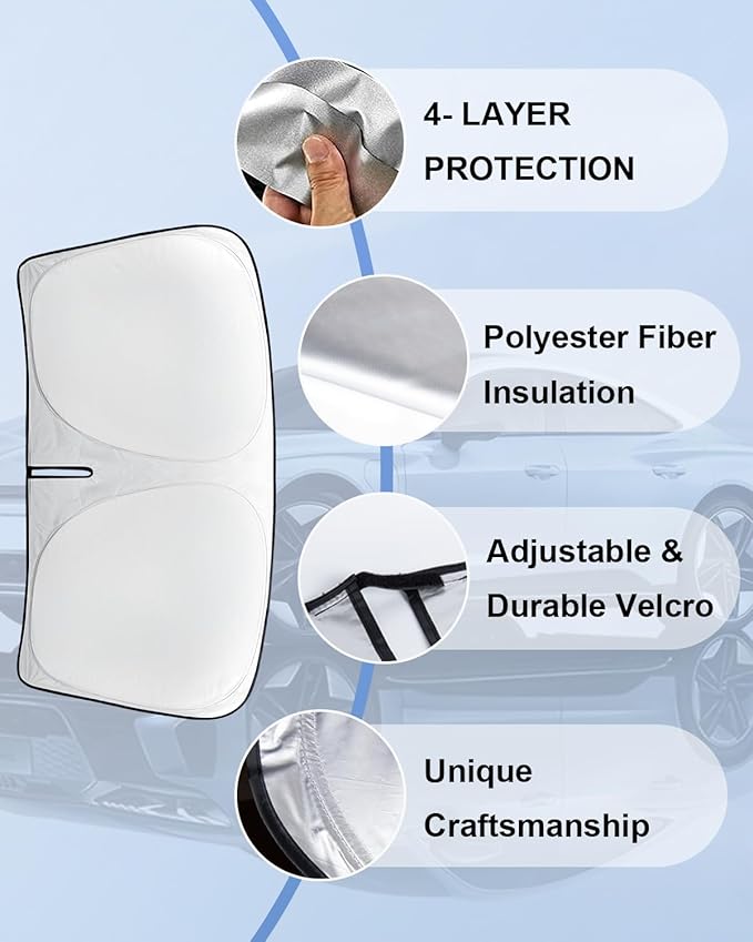for Civic 2026 2025 2024 2023 2022 Windshield Sun Shade Custom Fit Honda Civic Sedan, LX, EX, EX-L, Touring Sun Visor Front Window Sunshade 4-Layer 240T Upgrade Foldable Cover Car Interior Accessories