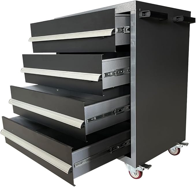 JZD Metal Garage Cabinet Set, Heavy Duty Tools Organization System, Included Rolling Chest, for Basement Factory, No Wall Mounting Needed