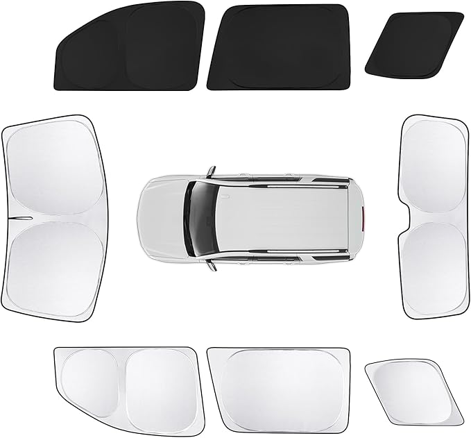 8pcs Car Window Shades for Chevrolet Tahoe 2015-2020 Accessories,Windshield Side Rear Full Sunshade,Sun Visor UV Blocking, Privacy Protection and Blackout for Camping Outdoor