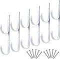 6 Pieces Pool Pole Hook Hanger Swimming Metal Brackets Pool Hook with 12 Pieces Screws for Telescopic Poles, Skimmers, Leaf Rakes, Net, Brush, Vacuum Hose, Garden and Pool Accessories (White)