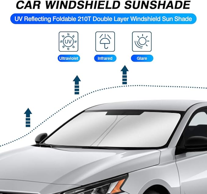 KUST Windshield Sun Shade for 2019-2025 Nissan Altima Accessories, Custom Fit Car Front Sun Visor Window Shade Protector Foldable Blocks UV Rays Keep Your Car Cooler