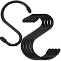 24 Pack 4 inch Large Vinyl Coated S Hooks with Rubber Stopper Non Slip Heavy Duty S Hook, Steel Iron Rubber Coated Closet S Hooks for Hanging Jeans Necklace Plants Cups Jewelry Pot Pan Towels, Black