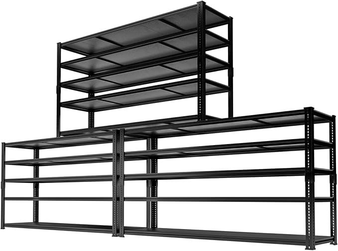 Storage Shelves Heavy Duty 3 PCS, 60" L x 24" W x 78" H Garage Storage Shelves Unit Loads 3700LBS, 5-Tier Adjustable Metal Industrial Utility Shelf Rack for Kitchen, Laundry Room, Warehouse, Basement