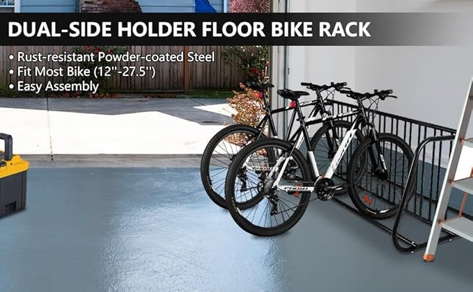 Outdoor Bike Storage, 10 Bike Rack Garage, 61 In Long All-Steel Mesh Bikes Rack, Can Hold 10 Bikes On Both Sides, Easy to Install and Excellent Stability, No Need to Be Fixed, Suitable for Front Yards