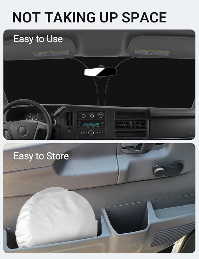 Proadsy for Chevrolet Express Cargo Van 1996-2024 2025 Windshield Sun Shade 4-Layer Foldable Front Sunshade Protector Sun Visor Blocks UV Rays Keep Car Cooler