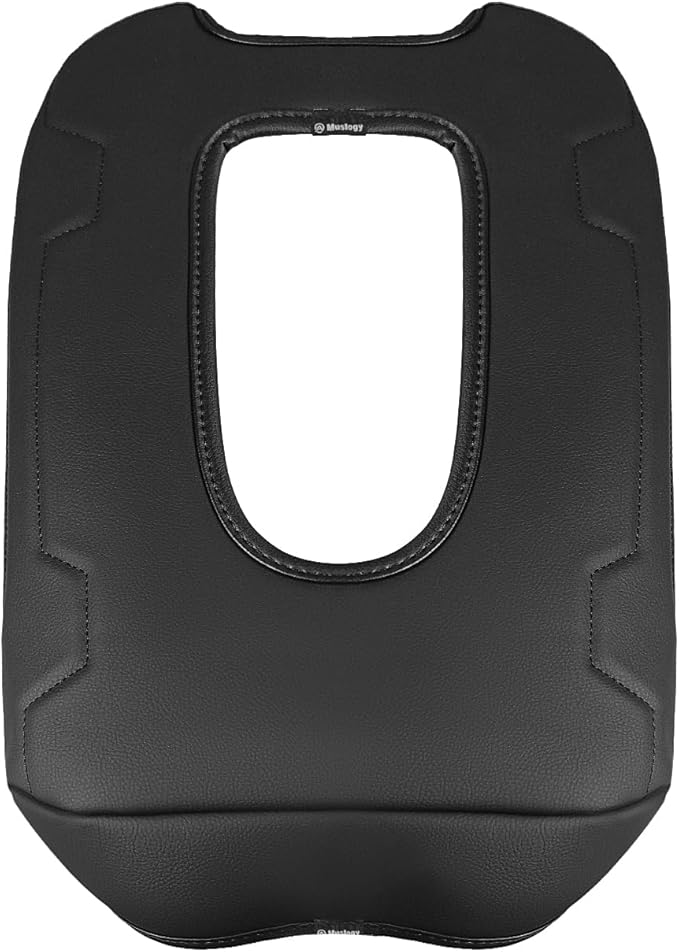 Muslogy Center Console Armrest Cover Compatible with Chevy Silverado & GMC Sierra 2019-2025 Comfort Armrest Pad Arm Rest Cushion Vegan Leather Protector Regular Thick(Jump Seat ONLY)