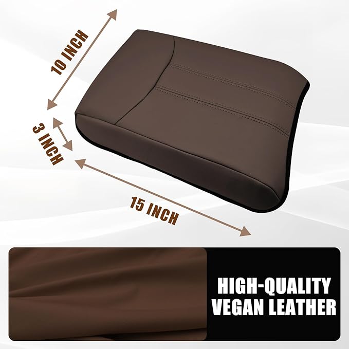 Muslogy Center Console Cover Compatible with Honda Pilot 2023 2024 2025, 2024-2026 Ridgeline/Passport Accessories Armrest Cover Pad Lid Cushion Middle Console Protector Leather Extra Soft(Dark Brown)