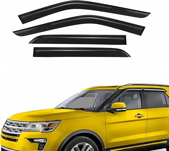 Extra Durable Window Deflectors Tape-On Window Visors Rain Guards Fit for Ford Explorer 2011-2019, Sun Visors, Wind Vent for Shades, Exterior Car Accessories - 4pcs. AG0040