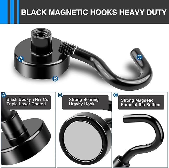 LOVIMAG Magnetic Hooks, 30Lbs Strong Magnetic Hook for Cruise, Magnet Hooks for Hanging, Classroom, Fridge, Refrigerator, Ceiling, Office, Kitchen. Grill, Garage- 25 Pack