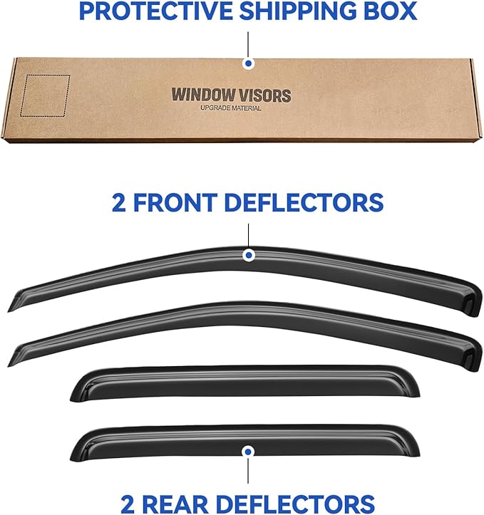 Window Visors Rain Guards Shield for 2005-2010 Jeep Grand Cherokee, Out-Channel Window Vent Wind Deflectors Visors Shades for 05-10 Grand Cherokee