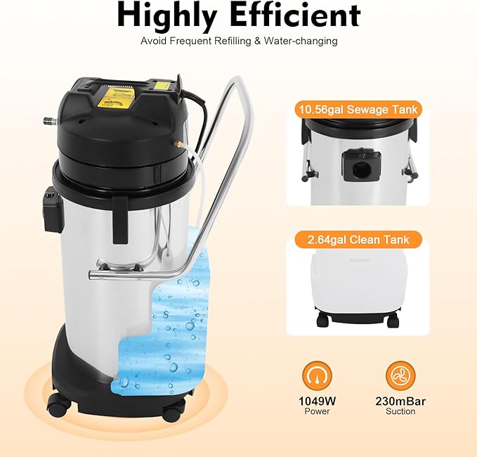 DYRABREST 40L Commercial Carpet Cleaning Machine 3 in 1 Upholstery Cleaner Machine 1000W Professional Extractor Vacuum Washing Machine for Cleaning Carpets, Sofas, Curtains, Vacuuming and Spraying