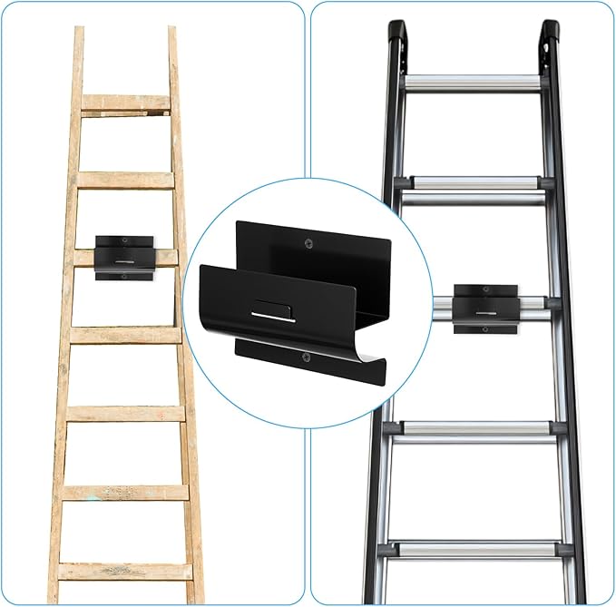 Heavy Duty Ladder Hooks for Garage Wall 4 Pack Black Ladder Hanger Garage Wall Hooks for Ladder, Wheelbarrow, and Tools