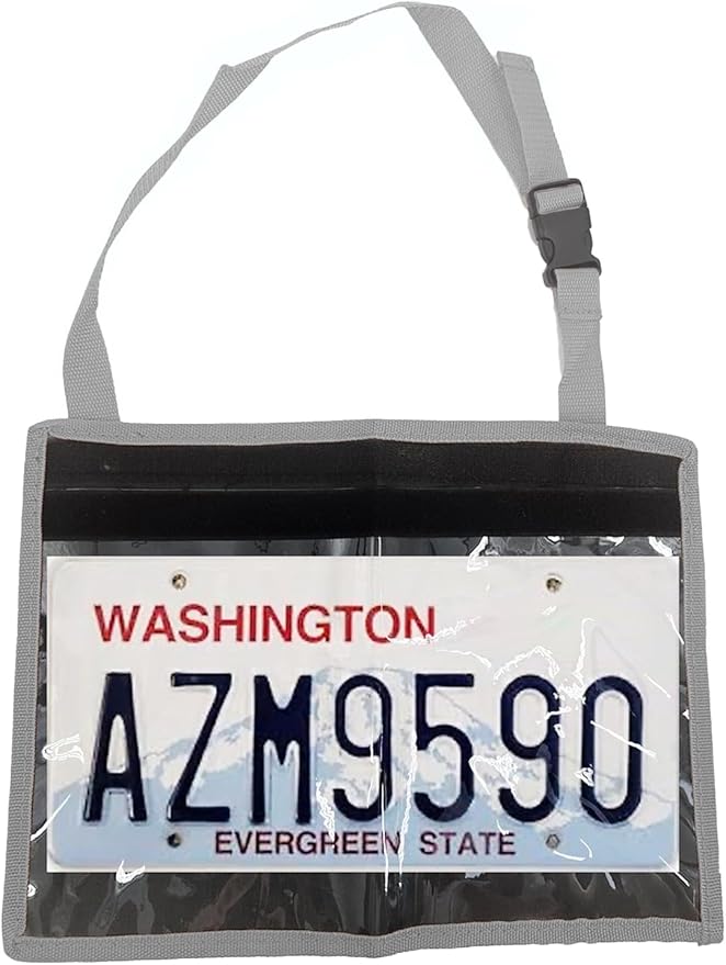 License Plate Holder with Hanging Strap, Test Drive Tag Bag, Dealer Plates License Frame Cover, for Car SUV Truck (Grey, 5)