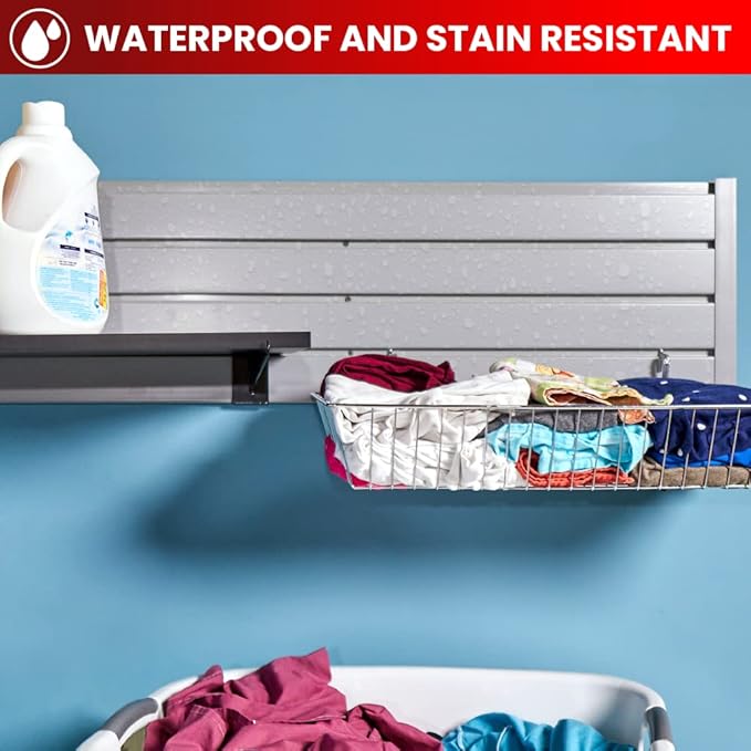 DLDIRECT Slatwall Panel Garage Wall Organizer: Heavy Duty Wall Mounted PVC Rack, Interlocking Slat Paneling for Garage Wall Storage, Slatwall Board, Slatwall Shelves System - 3 Color Samples