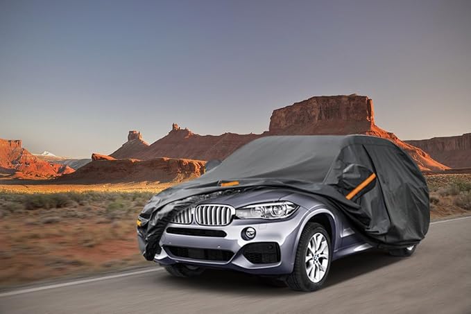 Kayme 7 Layers SUV Car Cover Custom Fit for BMW X5 (2007-2025) Waterproof All Weather for Automobiles, Outdoor Full Cover Rain Sun UV Protection.Black