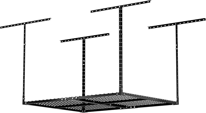 3 x 4FT Overhead Garage Storage Rack, Adjustable Ceiling Storage Racks, Garage Shelving Heavy Duty Storage Organizer System, 400lbs Weight Capacity (Black)