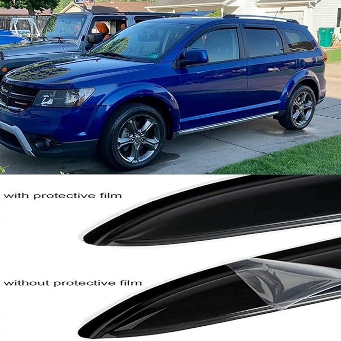 Side Window Wind Vent Deflector, 4pcs Outside Mount Style Tape-On Nice Rain Guards Set, Window Visor fit for 2009-2020 Dodge Journey 94072