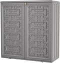 KINYING Outdoor Storage Cabinet Waterproof, Resin 60 Gallon Deck Box for Patio Furniture Cushions, Garden Tools, Pool Tools and Kids’ Toys (Grey with 1 Shelving)