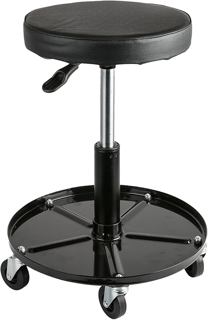 Aain Heavy Duty Adjustable Rolling Seat, with Tool Tray, 5pcs Casters, 15.3" to 20.2"
