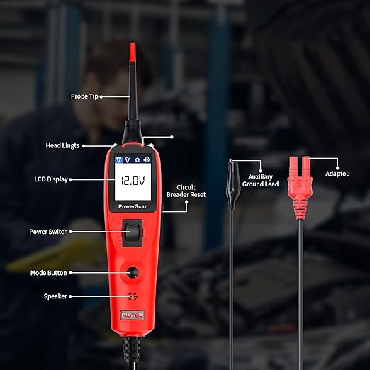 Autel PowerScan PS100 Circuit Tester, Universal 12V 24V Automotive Power Circuit Probe Kit with 20ft Extension Cable, AC/DC/Continuity/Probe/Signal Test, Activate Component Electrical System Tool