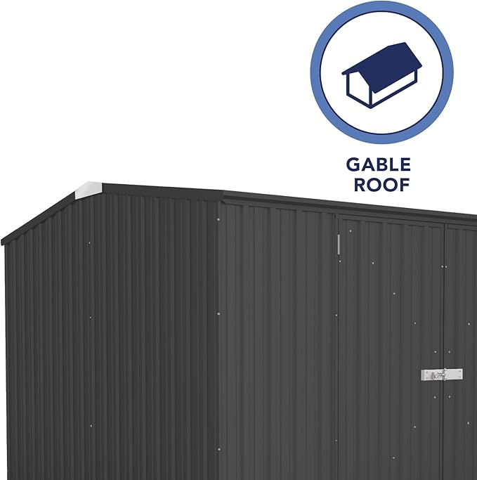 Absco Premier Storage Sheds, 10'x10' Metal Garage, DIY Backyard Shed, Utility Tool Storage, Weather & Wind Resistant Aluminum Panels & Steel Frame, Maintenance-Free, 12 Year Warranty, Monument Gray